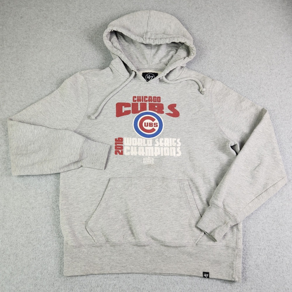2016 World Series Champions Chicago Cubs Hoodie Mens M Gray '47 MLB Baseball